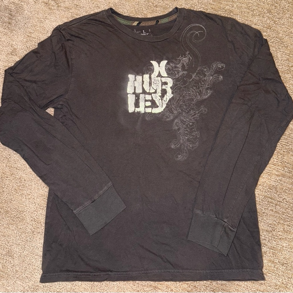 Hurley Men's Charcoal Graphic Long Sleeve Tee